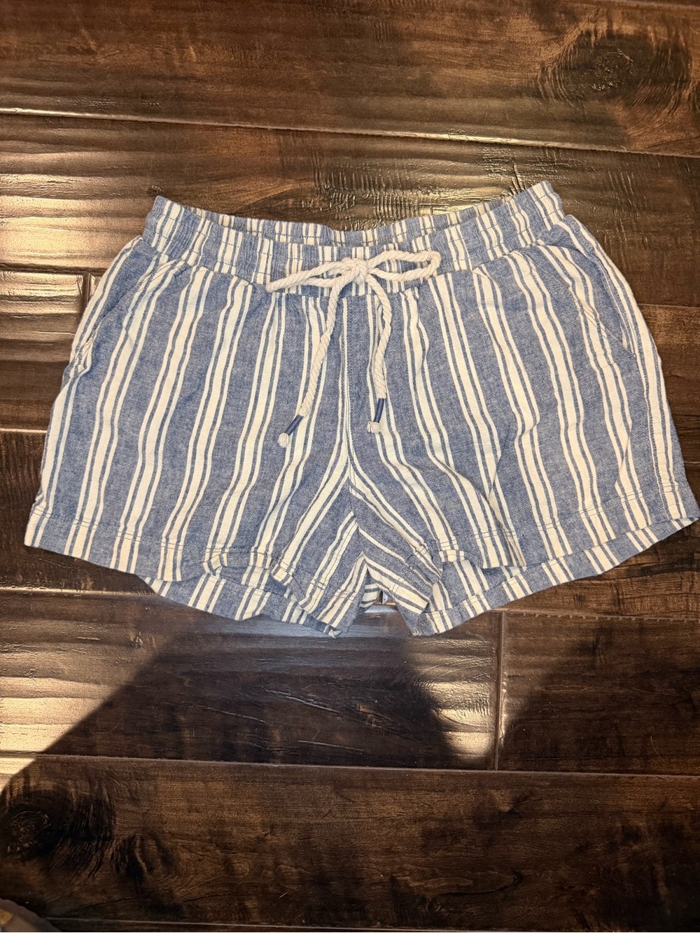 Natural Reflections Striped Drawstring Shorts (Linen & Cotton) Xsmall